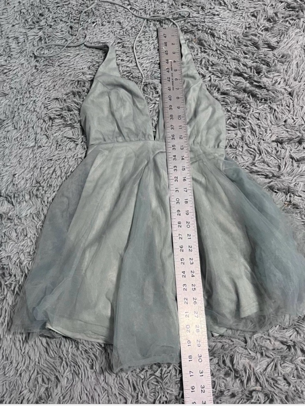 Selfie Leslie Light Blue Plunging V-Neck Mini Tulle Dress - Picture 5 of 5